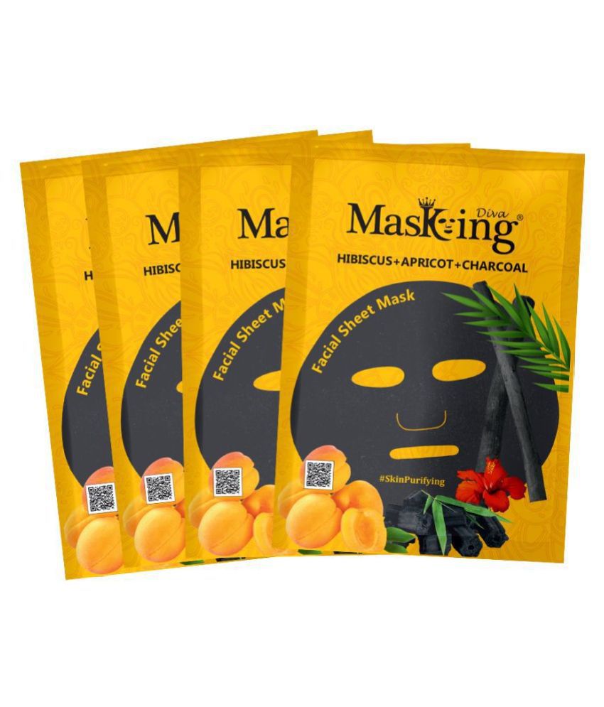     			Masking Diva Hibiscus, Apricot and Charcoal Face Sheet Mask Masks 125 ml Pack of 4
