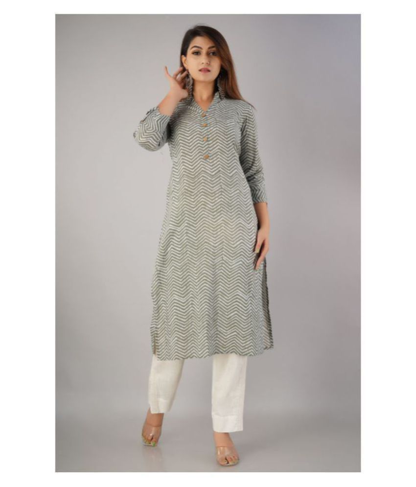 SVARCHI - Light Grey Straight Cotton Women's Stitched Salwar Suit ( Pack of 1 )