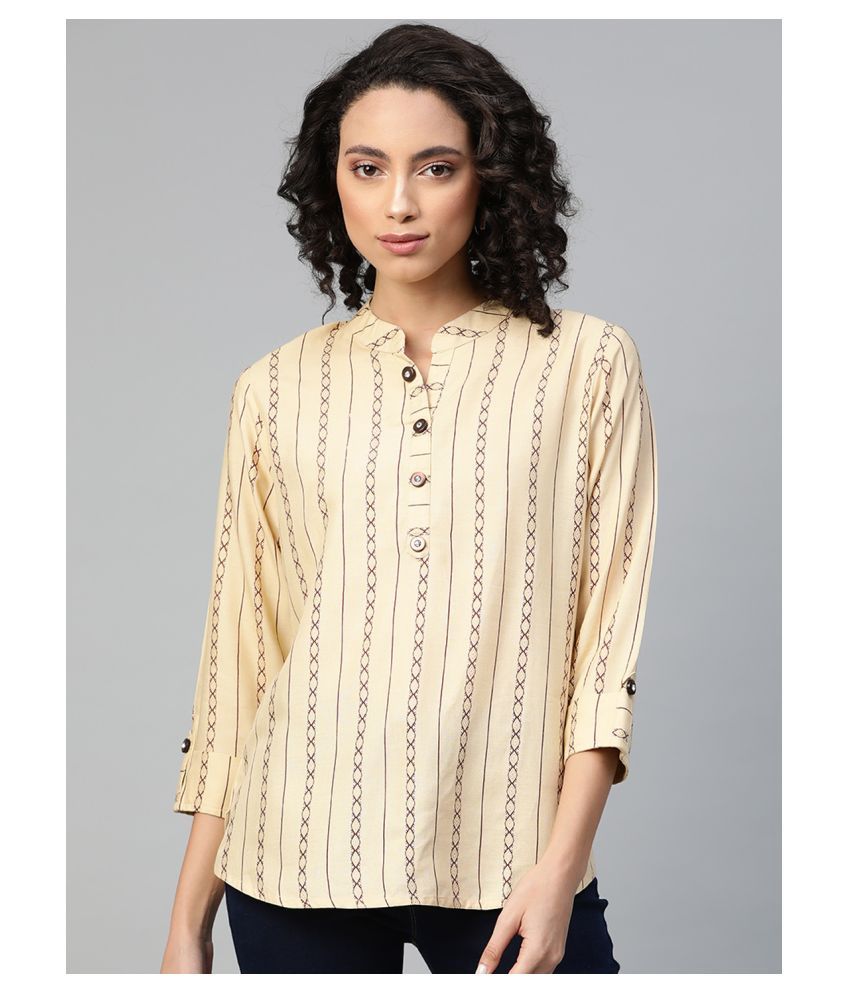     			JC4U Viscose Regular Tops - Beige