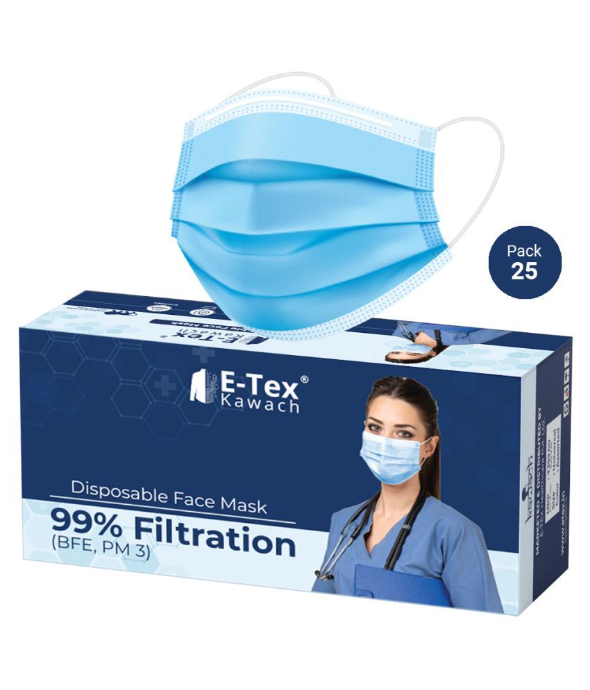 KAWACH Disposable Surgical Mask ( Pack of 25): Buy KAWACH Disposable Surgical Mask ( Pack of 25 