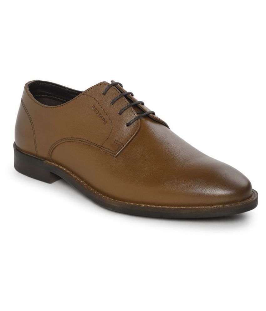 red tape tan derby formal shoes