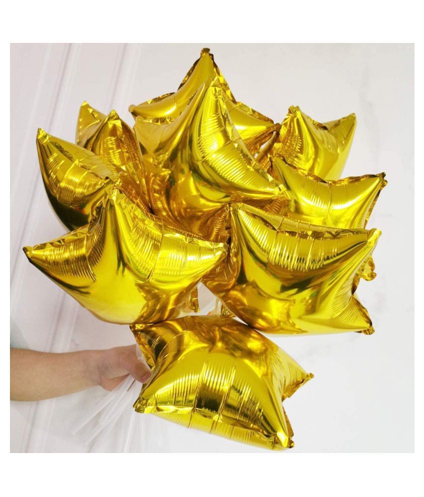     			ZYOZI Party Decoration 18 inch Aluminum Party Supplies Air-Filled Foil Balloons for Birthday Wedding Party Decorations(Pack of 5) (Star Shape-Golden Balloon)