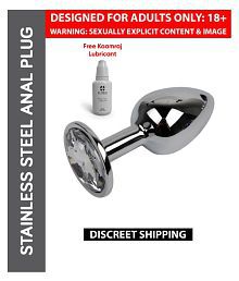 Skin Safe Silver Diamond Anal Plug | All Day Use Anal Toy | Anal Sex Toys For Men And Women By Naughty Nights + Free Kaamraj Lubricant
