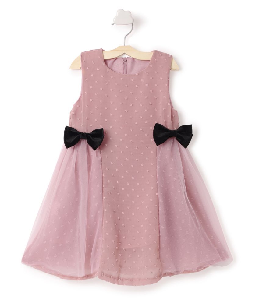 bow applique sleeveless pink gown