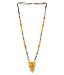 SHANKHRAJ MALL GOLD PLATE BLACK BEAD MINA 2 LINE CHAIN LONG MANGALSUTRA FOR WOMEN-100154