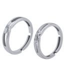 Silver Plated Solitaire Adjustable Couple ring  for Men and WomenCouple ring for Girls and Boys-2 pieces