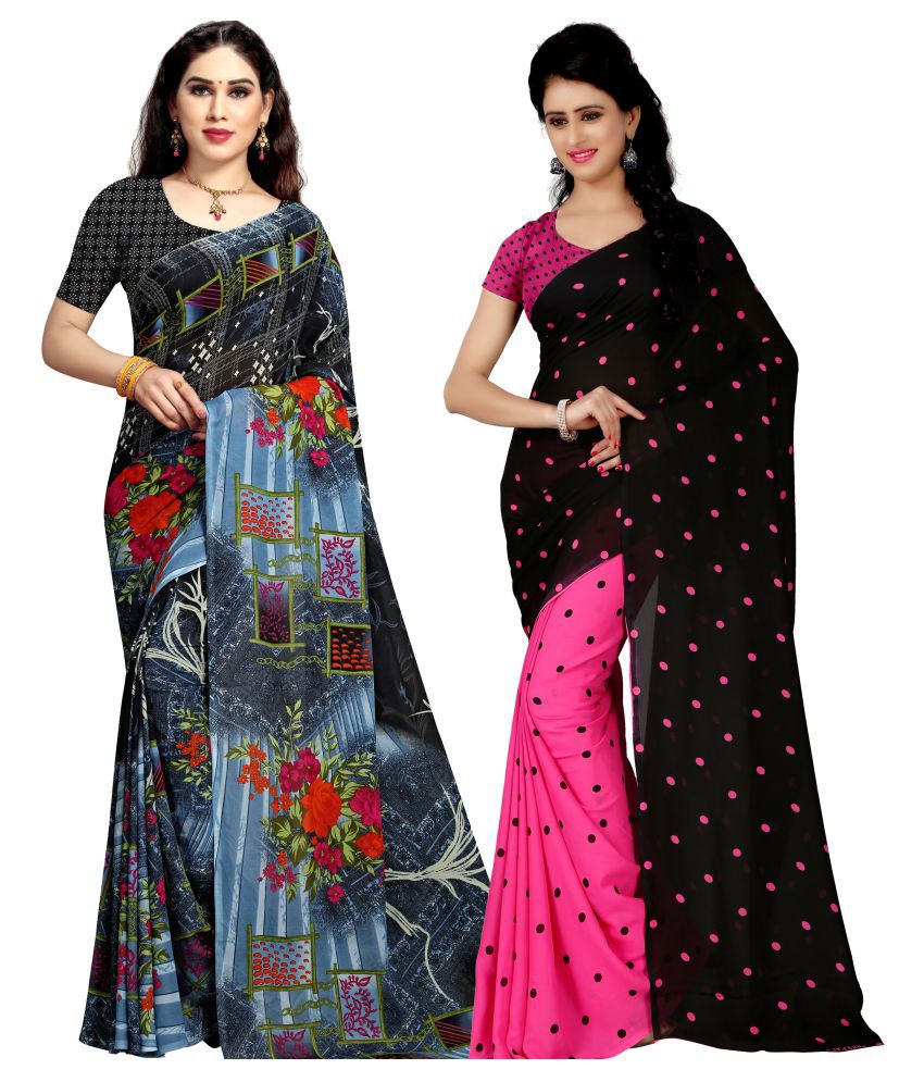     			ANAND SAREES - Multicolor Georgette Saree With Blouse Piece (Pack of 2)