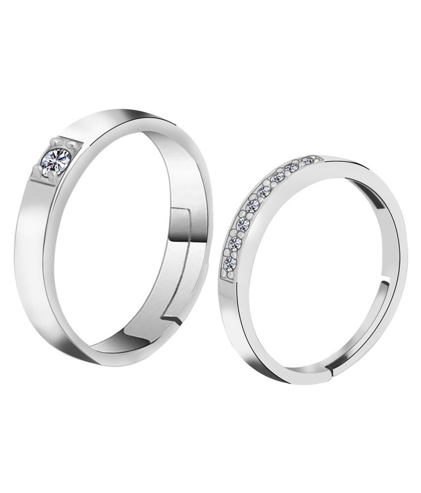     			Silverplated  Designer His and Her Adjustable proposal couple ring For Men And Women Jewellery