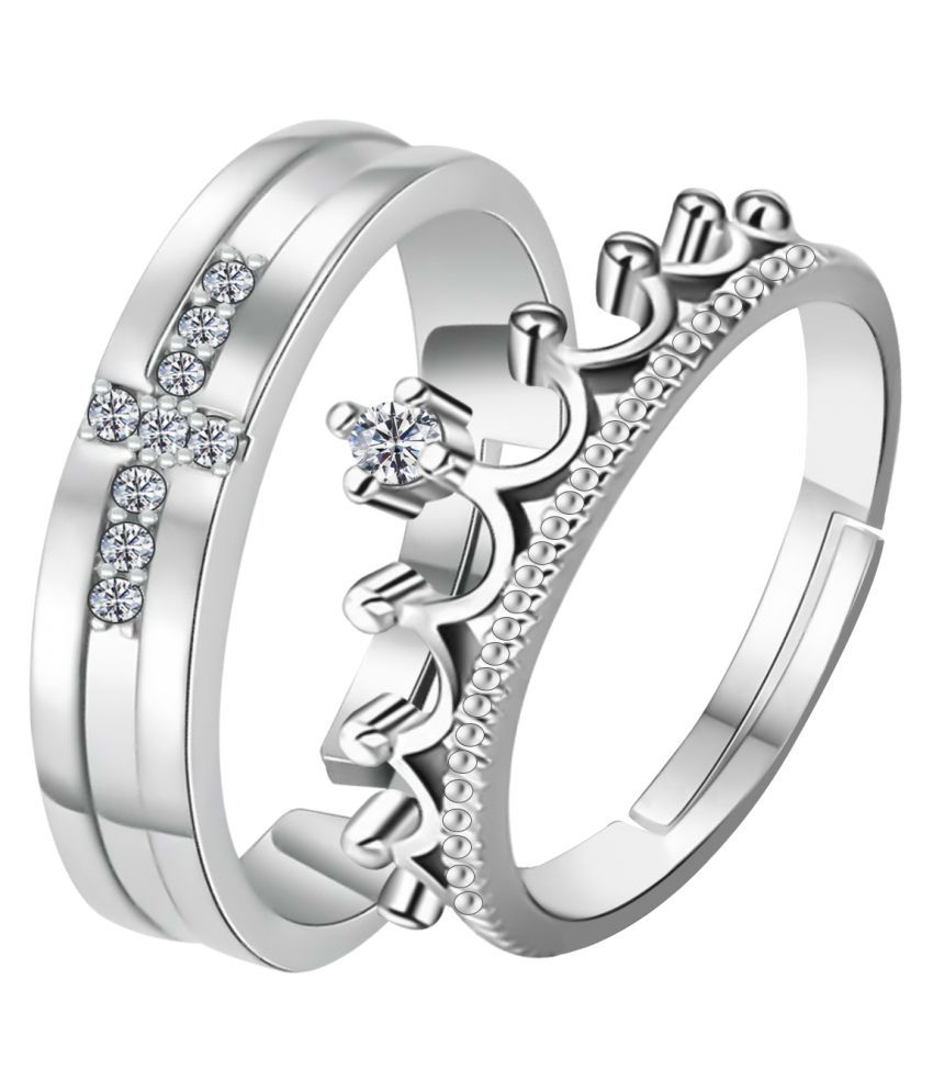     			Silverplated  Exclusive His and Her Adjustable proposal couple ring For Men And Women Jewellery