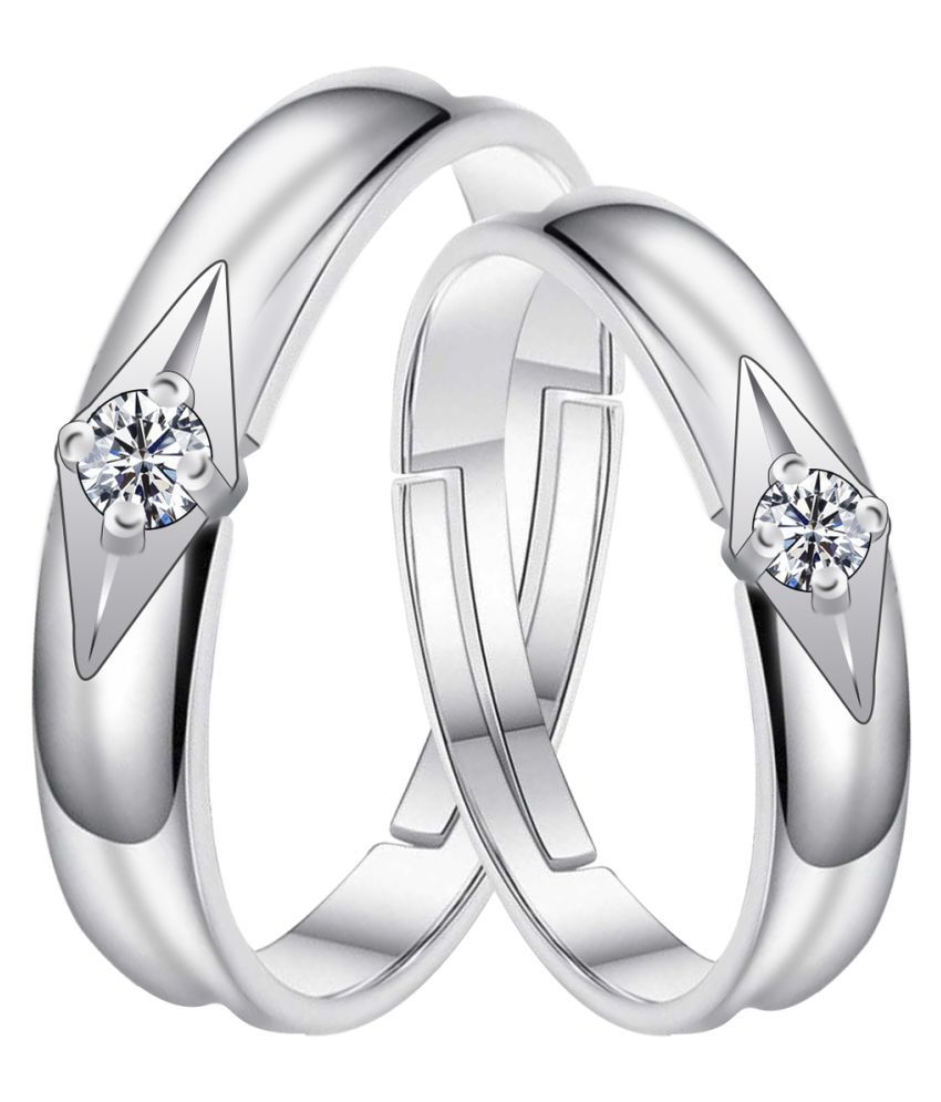     			Silverplated Solitaire with unique Design  His and Her Adjustable proposal couple ring For Men And Women Jewellery
