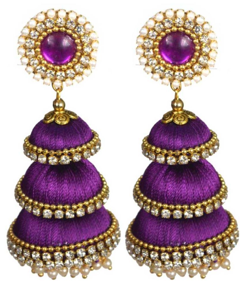     			Three Step Stylist Silk Thread Jhumka Earrings For Women & Girls