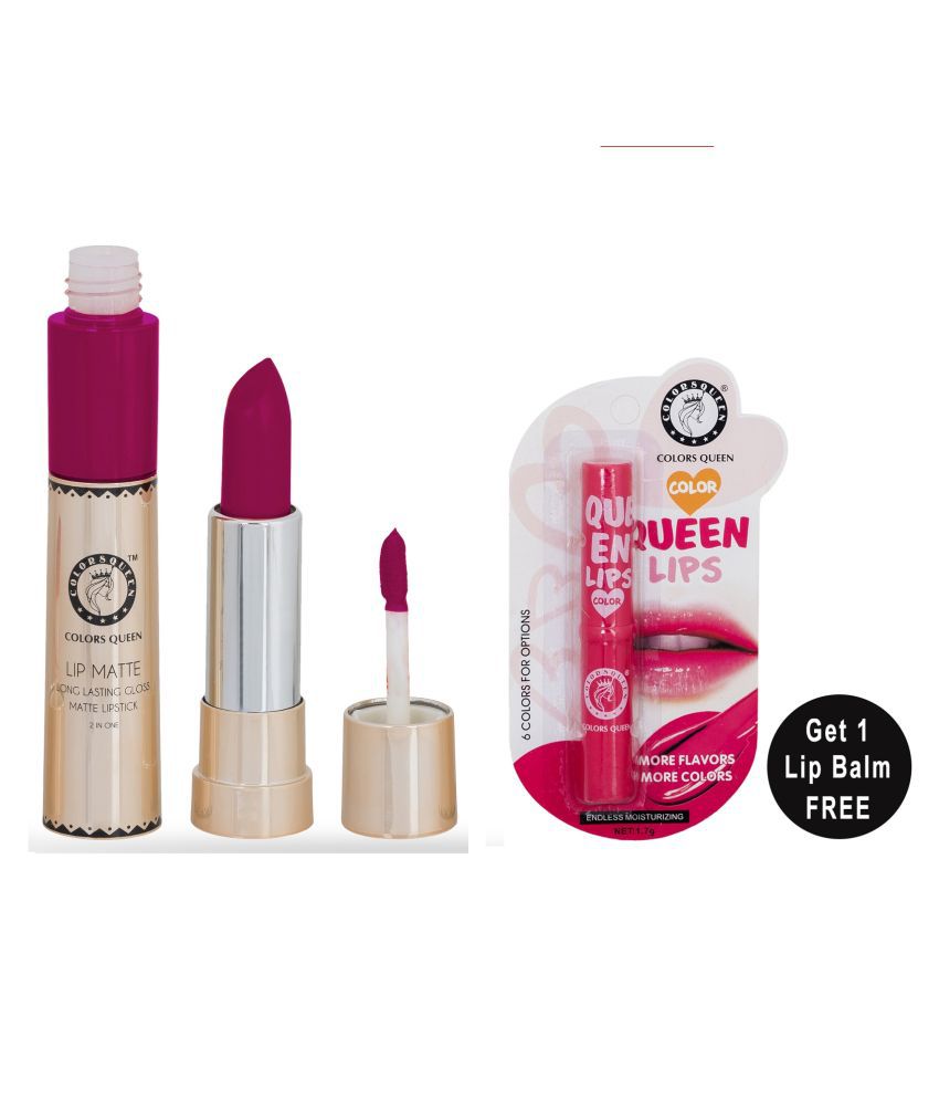    			Colors Queen Lip Matte 2 in 1 Lipstick With Queen Lips Lip Balm (Pack of 2) Indian Maroon