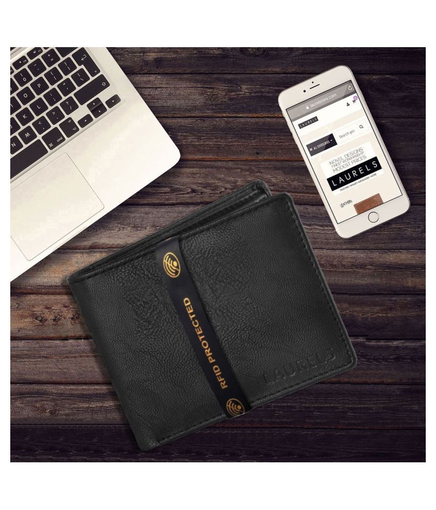     			Laurels Faux Leather Black Fashion Regular Wallet