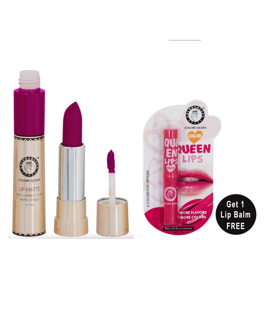     			Colors Queen Lip Matte 2 in 1 Lipstick With Queen Lips Lip Balm (Pack of 2) Shimmer Maroon