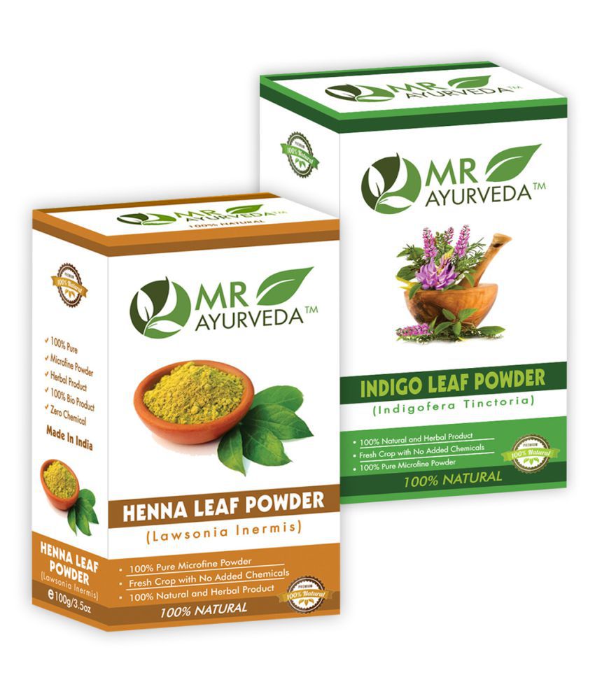     			MR Ayurveda 100% Herbal Hair Color (Indigo Powder & Bio Henna Powder) Natural Henna 200 g Pack of 2