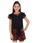 Cutecumber Pack of 1 Girls Georgette Top With Shorts ( Black )