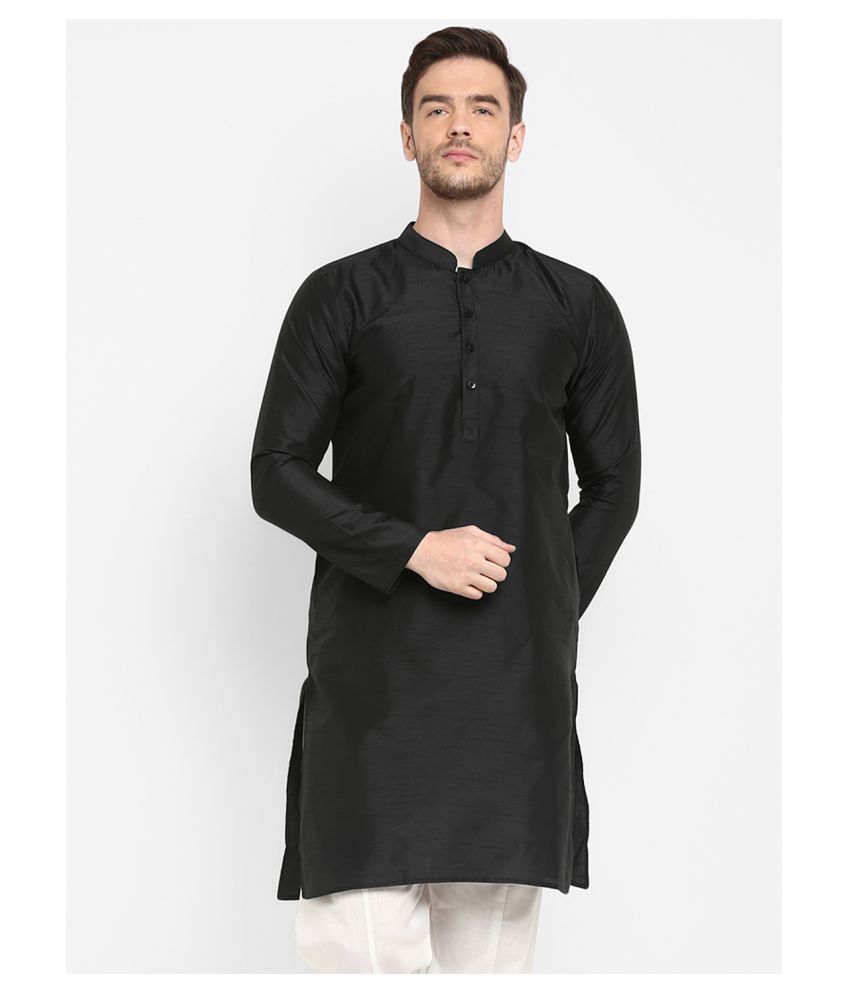     			Hangup - Black Silk Men's Regular Kurta ( Pack of 1 )