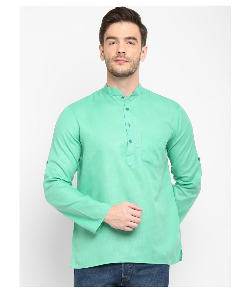     			Hangup Green Cotton Blend Kurta Single