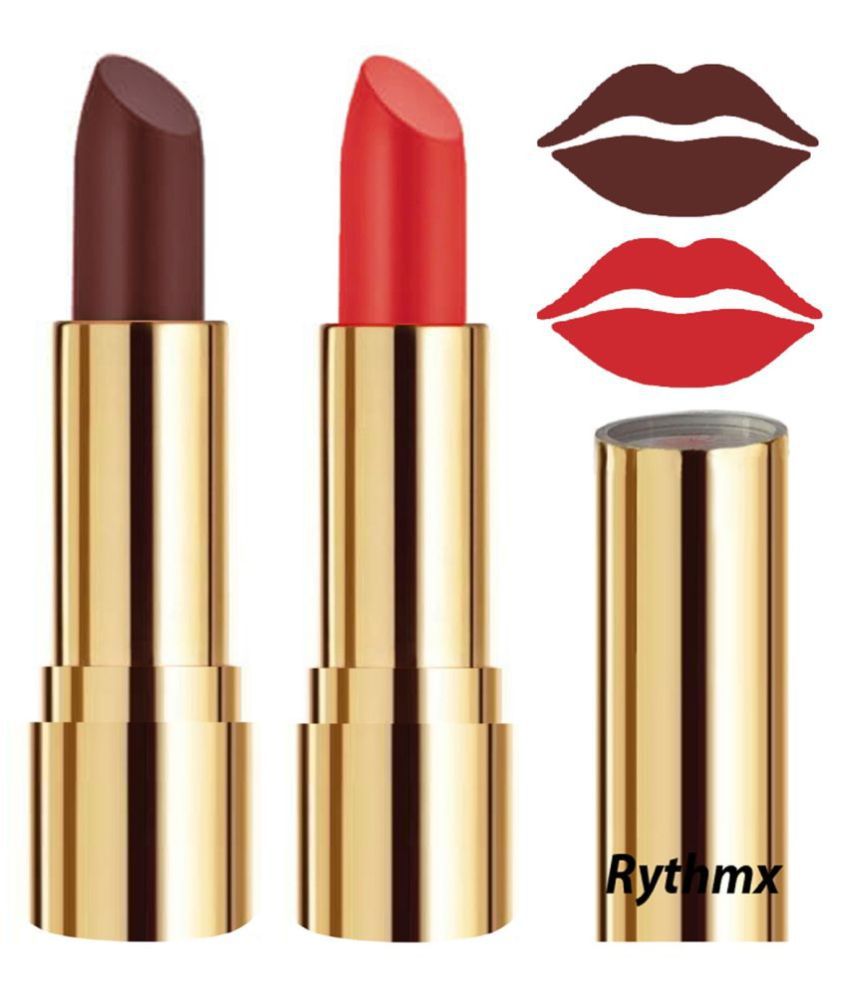     			Rythmx Brown,Orange Matte Creme Lipstick Long Stay on Lips Multi Pack of 2 8 g