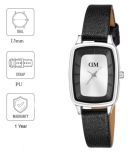 David Miller - Black Leather Analog Womens Watch