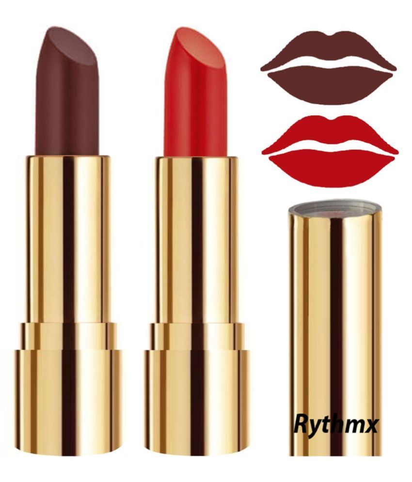     			Rythmx Brown,Orange Matte Creme Lipstick Long Stay on Lips Multi Pack of 2 8 g