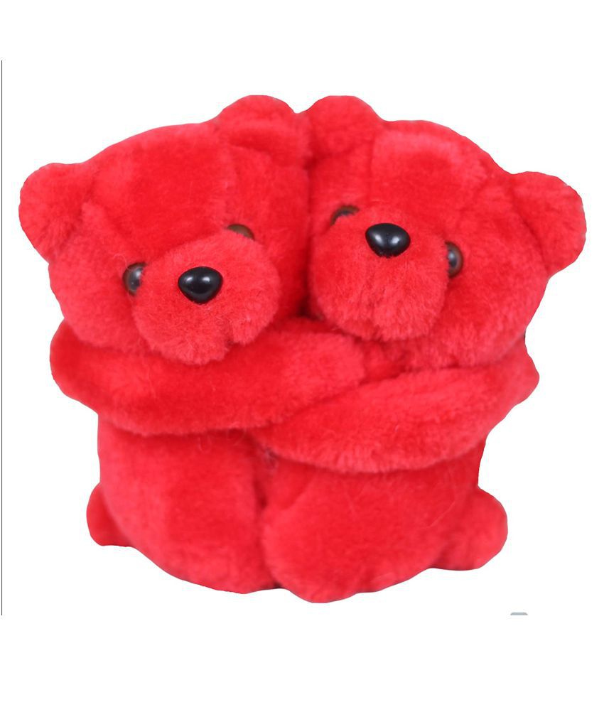     			Tickles 2 Pcs Hugging Teddy Bear Soft Stuffed Plush Animal Toy for Kids Baby Girls Birthday Gifts Valentine's Day Decoration (Color: Red Size: 18 cm)