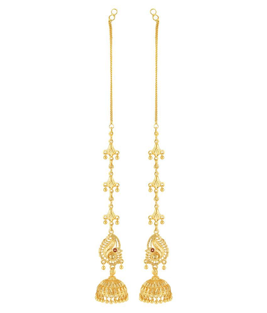     			Traditional wear, Wedding and Party wear South Screw back alloy Gold Plated Kanchain Jhumki Earring for Women and Girls