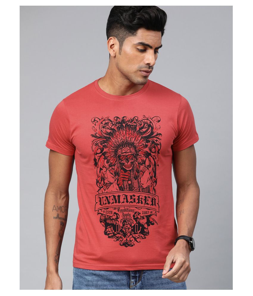     			Conditions Apply Cotton Red Printed T-Shirt