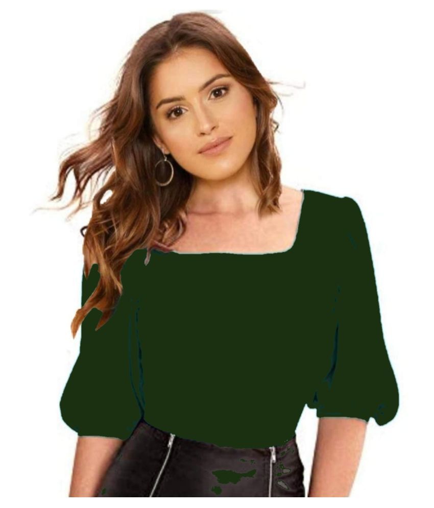     			Dream Beauty Fashion Cotton Blended Regular Tops - Green