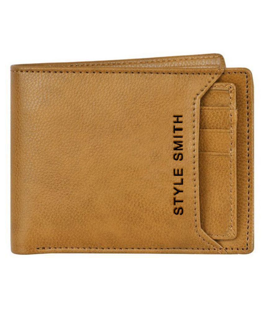     			Style Smith - Tan Faux Leather Men's RFID Wallet ( Pack of 1 )