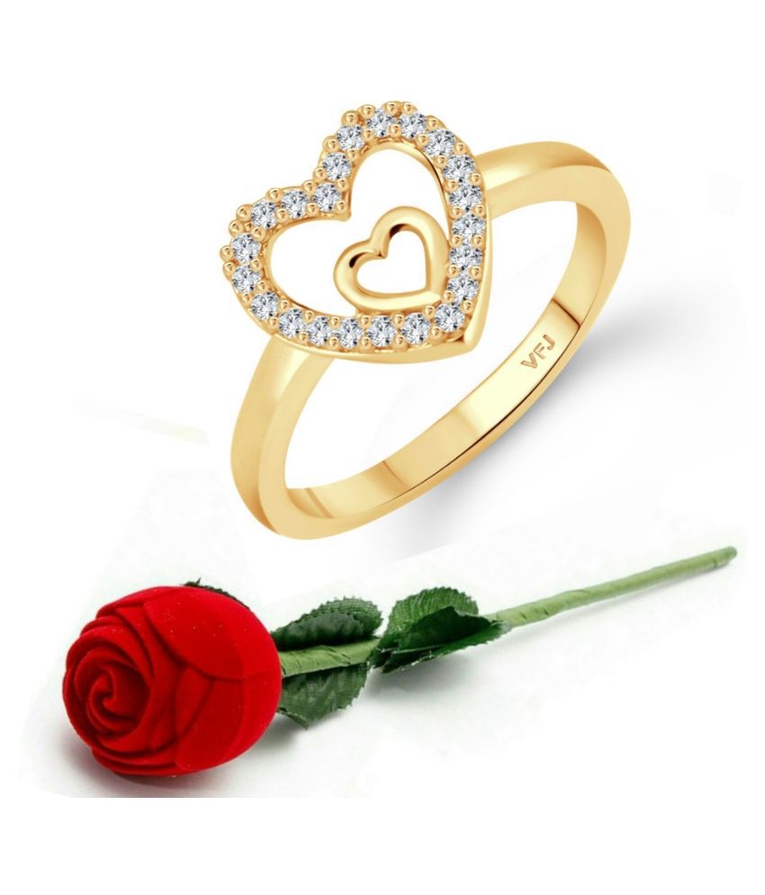    			Vighnaharta Silver Royal Heart Designer Ring with Scented Velvet Rose Ring Box for women and girls and your Valentine. [VFJ1585SCENT- ROSE-G8 ]