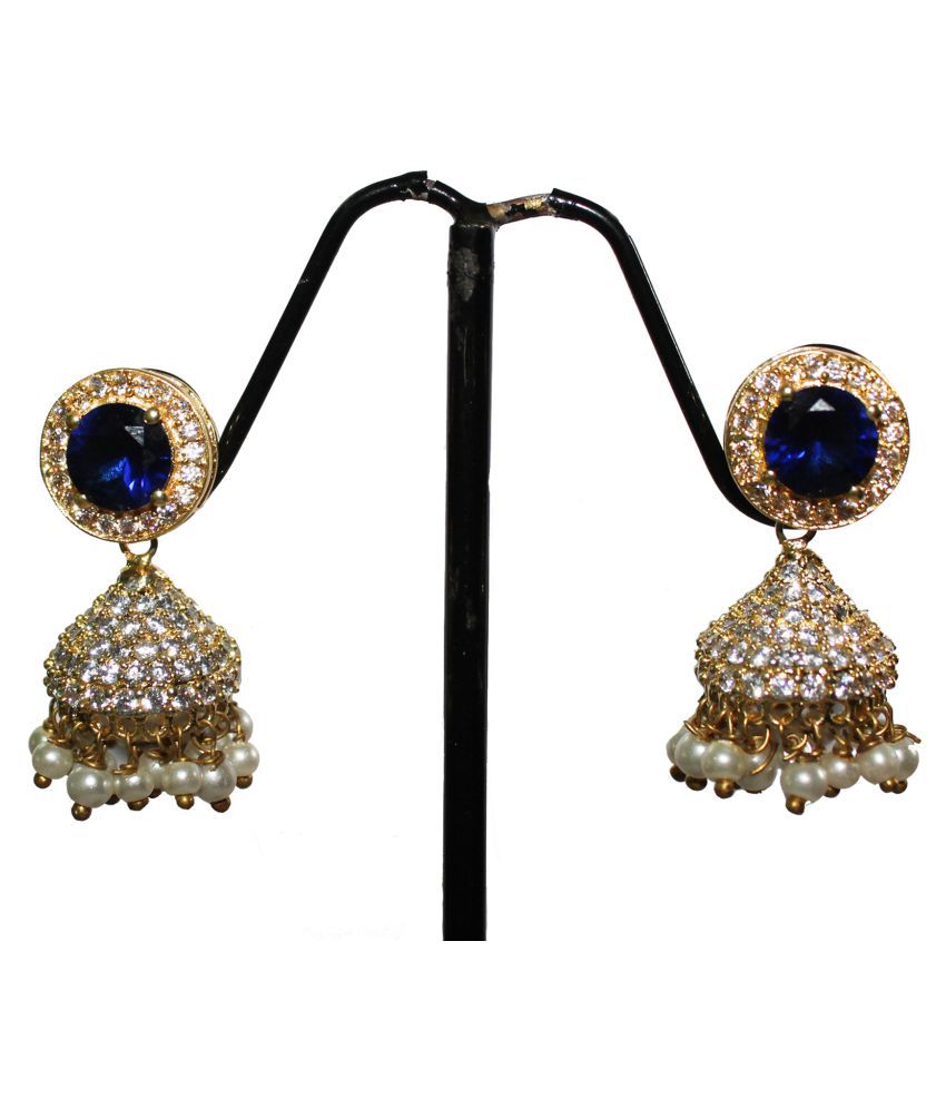 Bhanu Gems Traditional Beauty Gold Plated Brass Hanging earrings Girls/Women