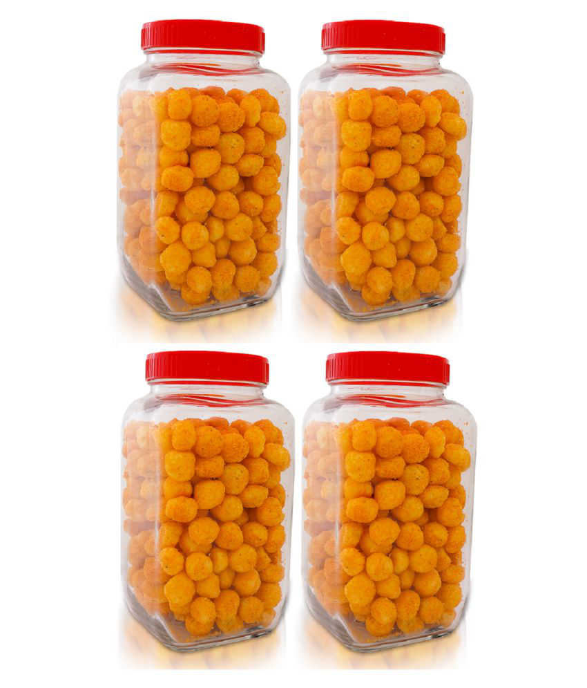     			CROCO JAR 2700ml-Squair Jar Glass Food Container Set of 4 2700 mL