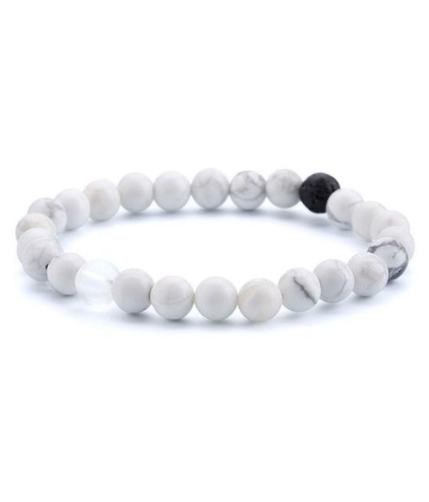     			8 mm White Howlite Natural Agate Stone Bracelet