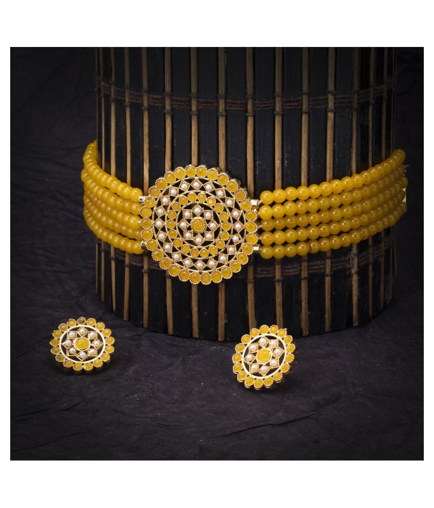     			Sukkhi Alloy Yellow Traditional Necklaces Set Choker