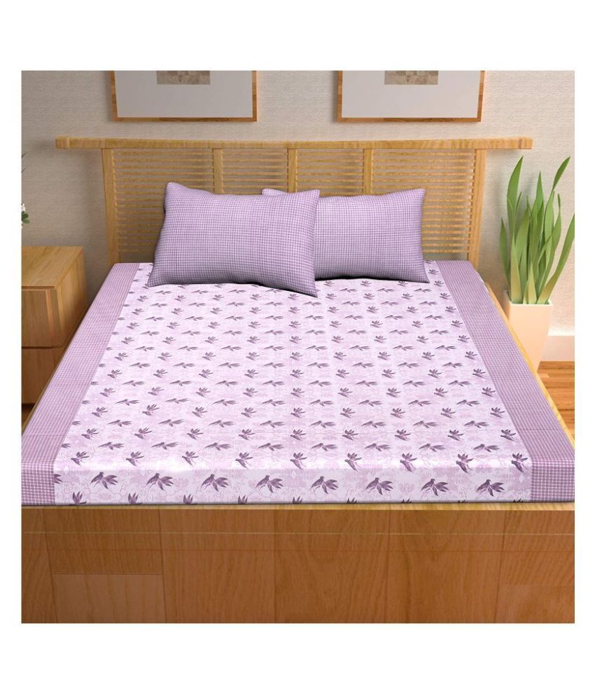 a unique home Cotton Double Bedsheet with 2 Pillow Covers ( 254 cm x