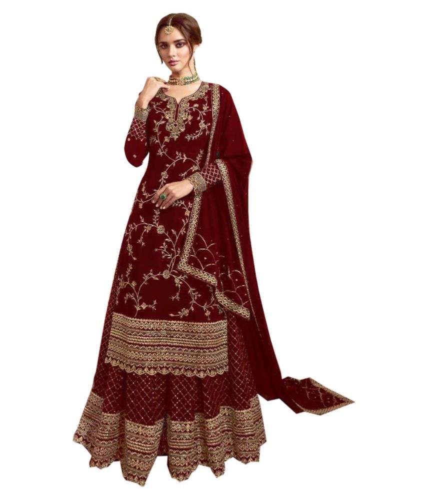maroon ethnic gown
