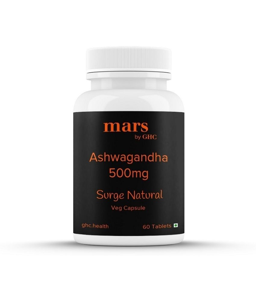 mars by GHC Natural Ashwagandha From Roots 500 mg (60 Capsules - Pack of 1) | Immunity Booster, Improves Stamina & Muscle Strength, Reduces Anxiety & Promotes Stress Relief | 100% Vegan