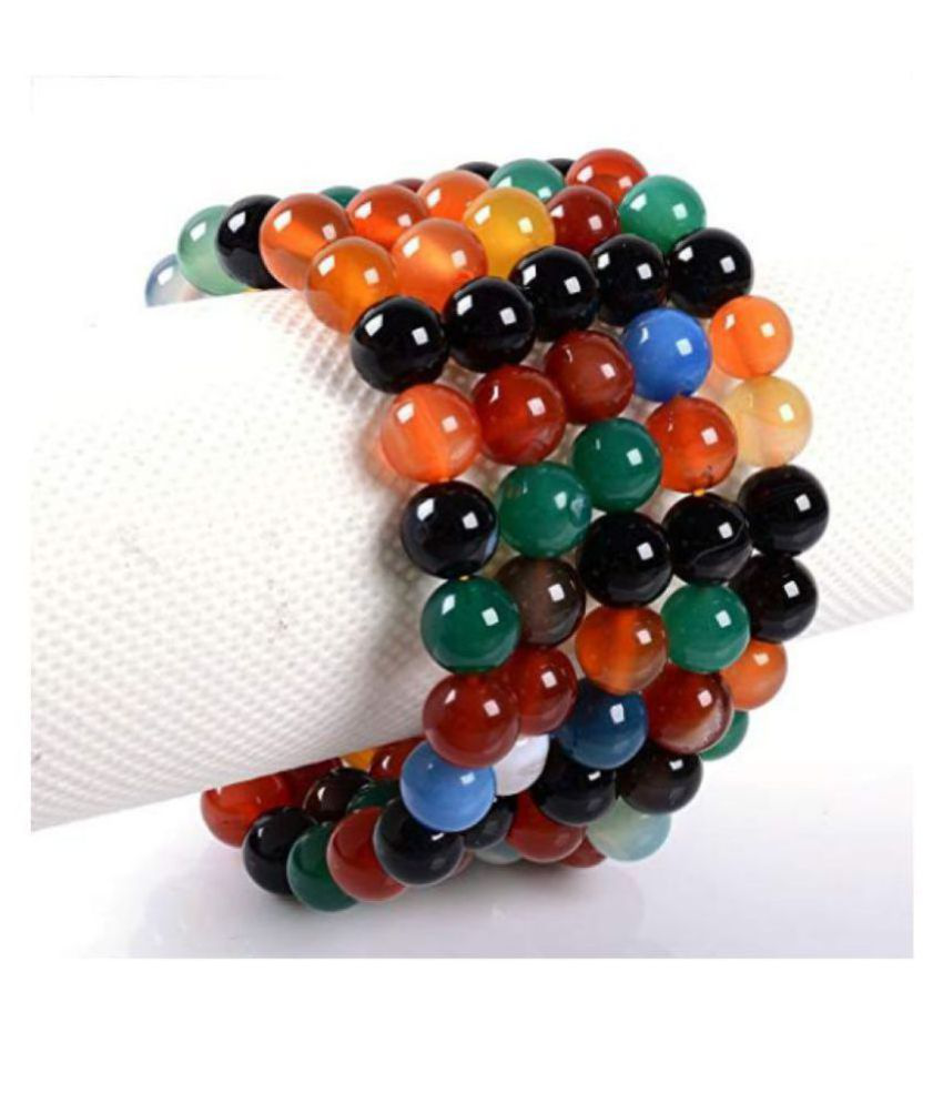     			8mm Red and MultiColour Agate Natural Agate Stone Bracelet