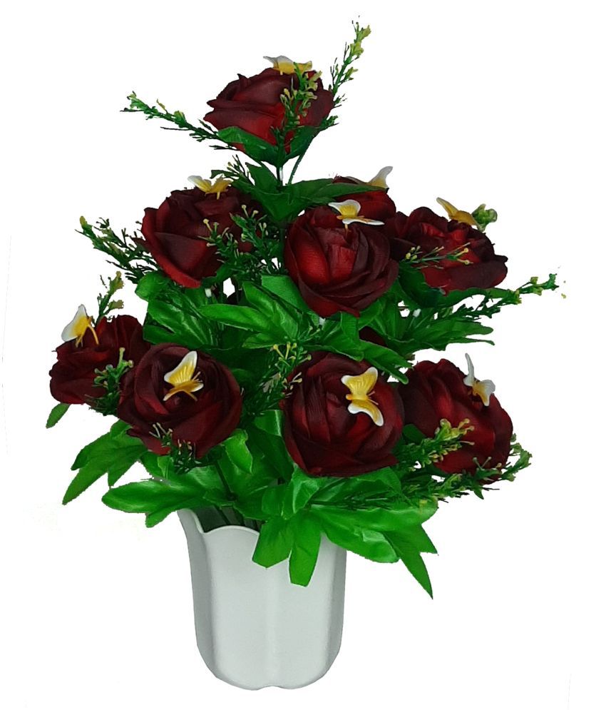     			CHAUDHARY FLOWER Rose Maroon Flowers With Pot - Pack of 1