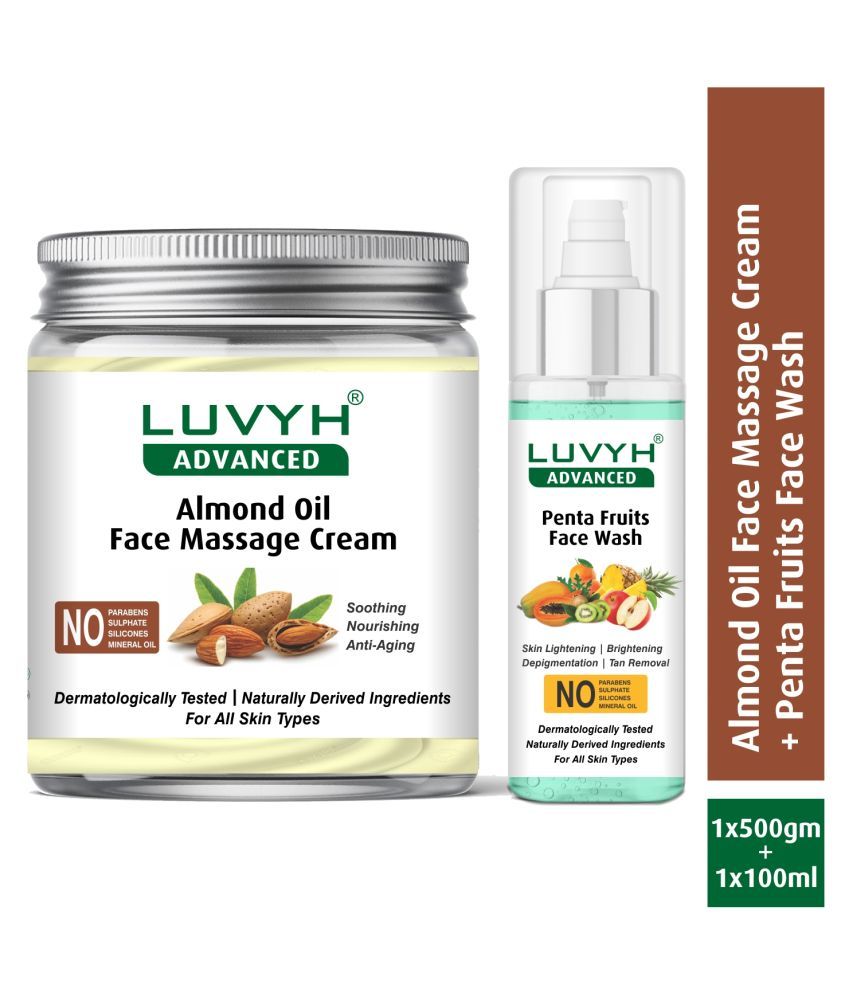 Luvyh Almond Oil Face Massage Cream And Penta Fruits Face Wash Facial