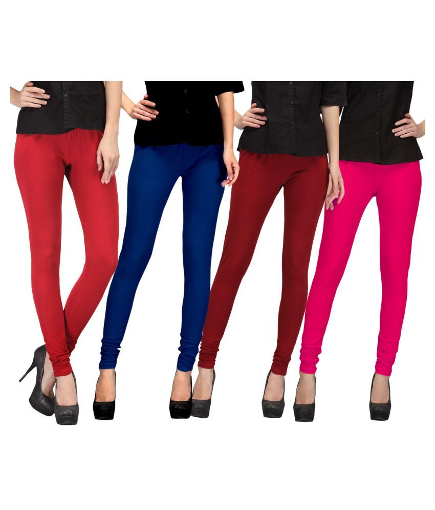     			FnMe - Red Cotton Women's Leggings ( Pack of 4 )