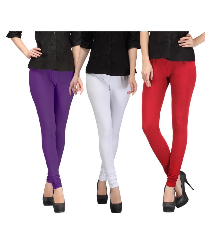     			FnMe - Purple Cotton Women's Leggings ( Pack of 3 )