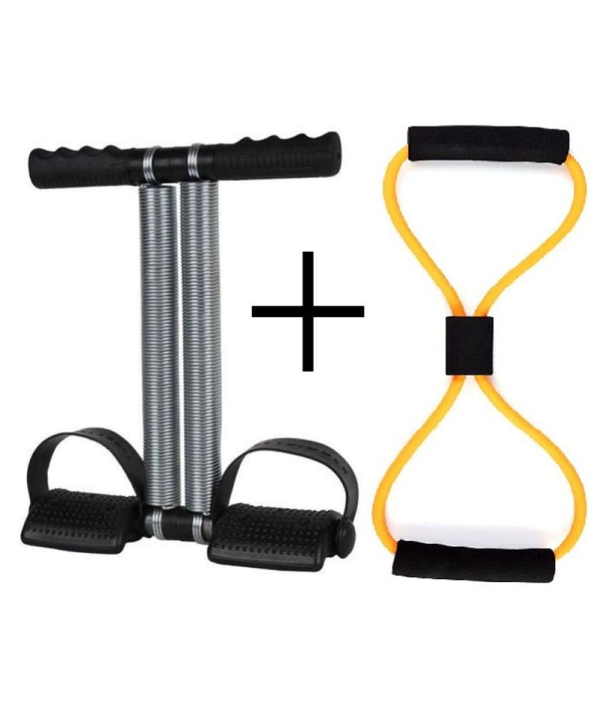 Tummy Trimmer and 8 Shape Chest Expander Resistance Band Combo Toning Abs Exercise Fat Buster Weight Loss Fitness Home Gym Workout Equipment