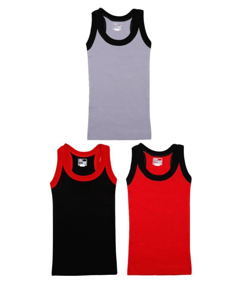     			Rupa Frontline Cotton Multicolor Sleeveless Vests for Kids/Boys - Pack of 3