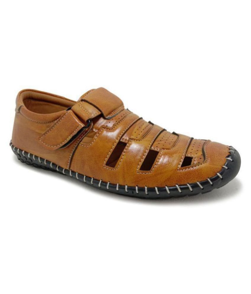 ShoeRise Tan Synthetic Leather Sandals