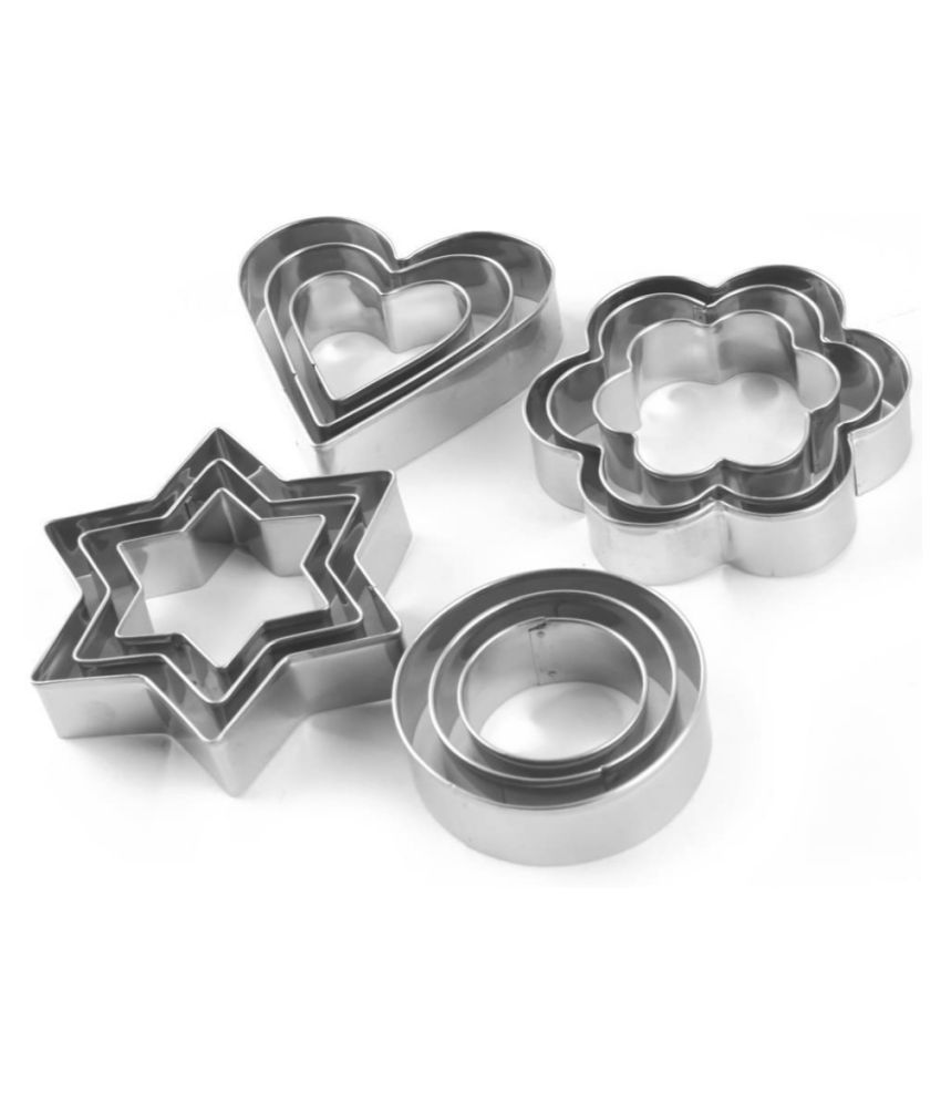     			Cookie Cutter Stainless Steel Cookie Cutter with 4Shape, 12 Pieces Pizza Cutter