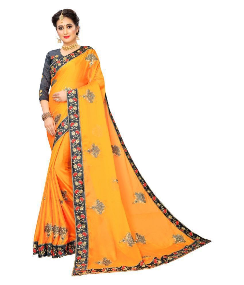 offline selection - Yellow Chiffon Saree With Blouse Piece (Pack of 1)