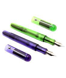 Set Of 2 - Jinhao Student Demonstrator Fountain Pens Fine Nib Converter With Steel Ball Clip