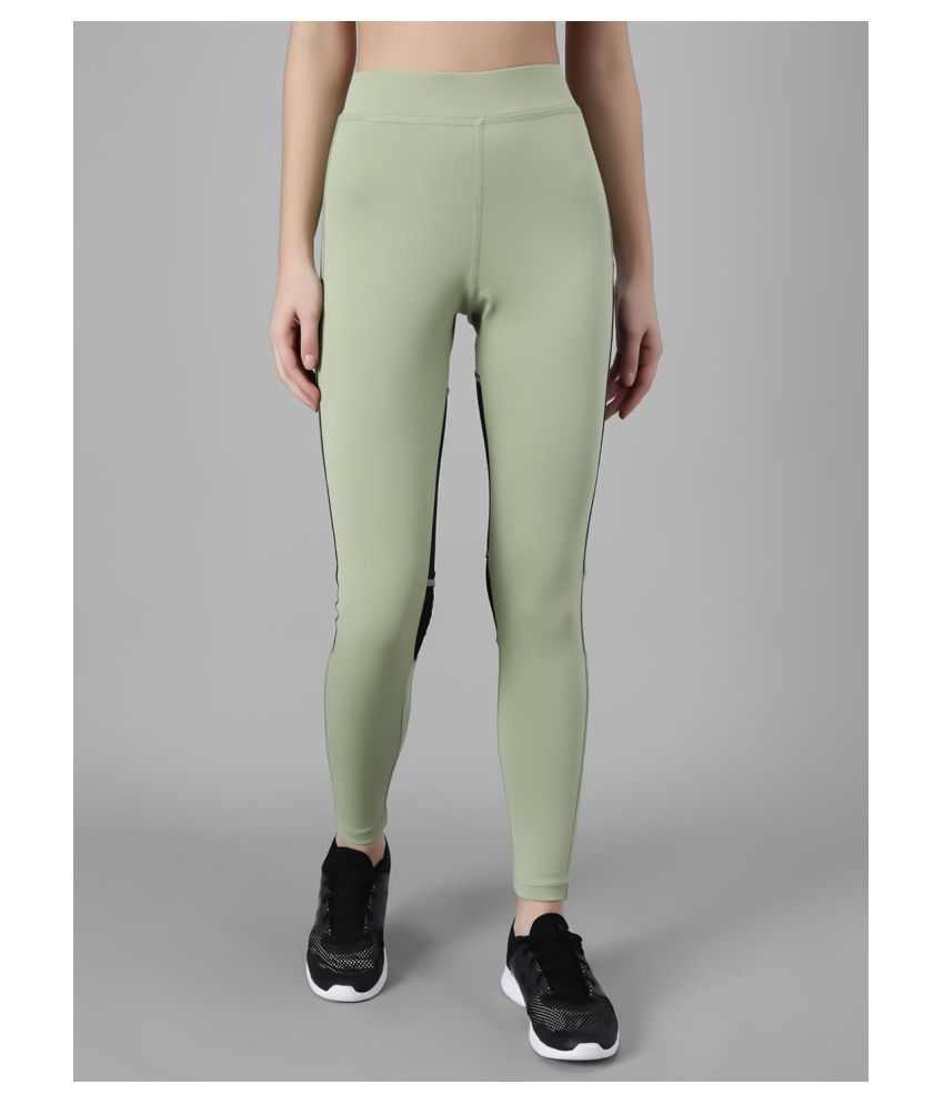     			kotty Green Poly Cotton Color Blocking Tights